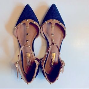 Halogen Olson Denim Studded Flats